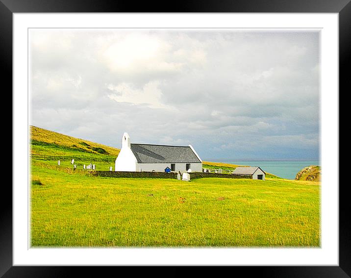 Mwnt Chapel. Framed Mounted Print by paulette hurley