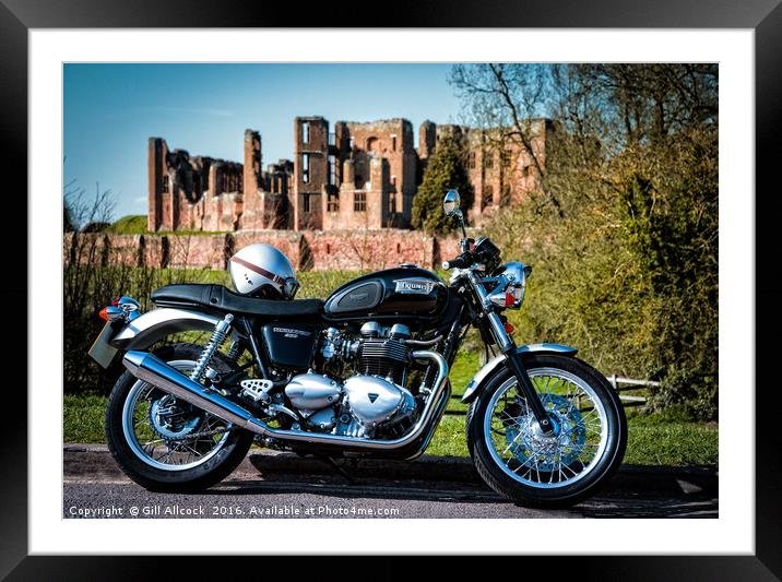 Triumph Thruxton in Kenilworth Framed Mounted Print by Gill Allcock
