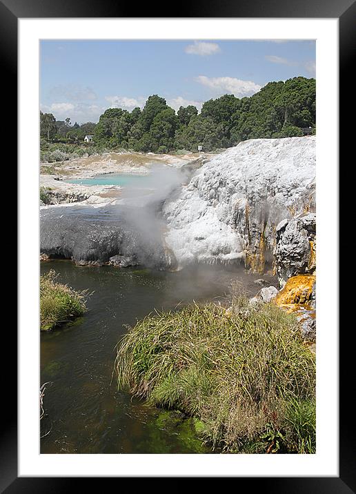 The Steaming Mineral Pools of Rotorua. Framed Mounted Print by Gill Allcock