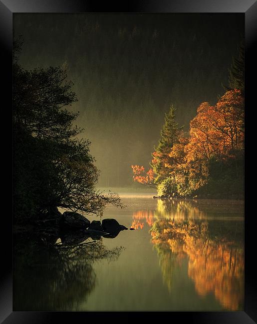 Loch Ard Autumn Light Framed Print by David Mould