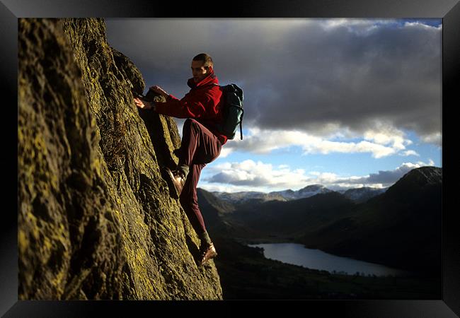 Scrambling above Buttermere Framed Print by Andrew Millington