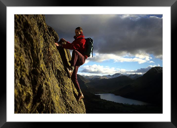 Scrambling above Buttermere Framed Mounted Print by Andrew Millington