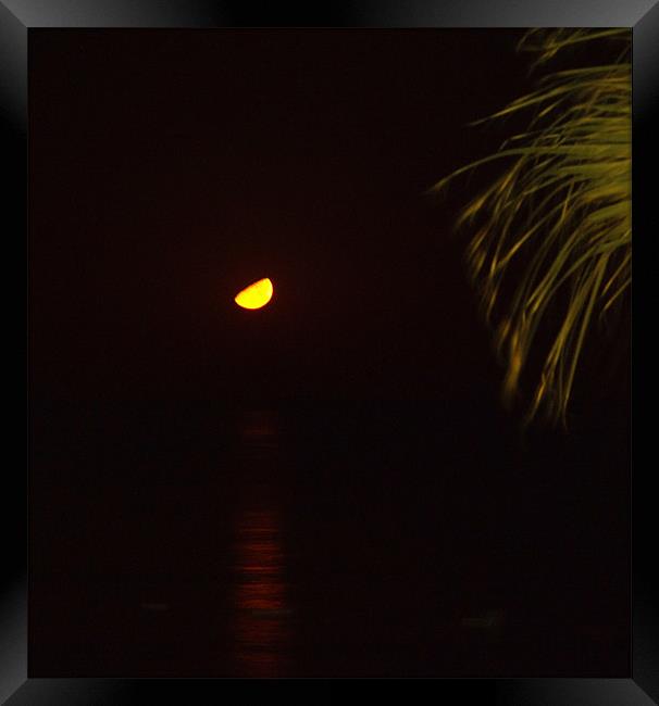 Moon Set Olu Deniz Turkey Framed Print by Peter Elliott 