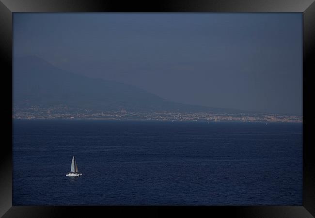 Yacht in Bay of Naples Framed Print by Peter Elliott 