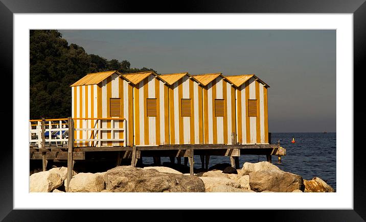Yellow Beach Huts - sorrento Framed Mounted Print by Peter Elliott 