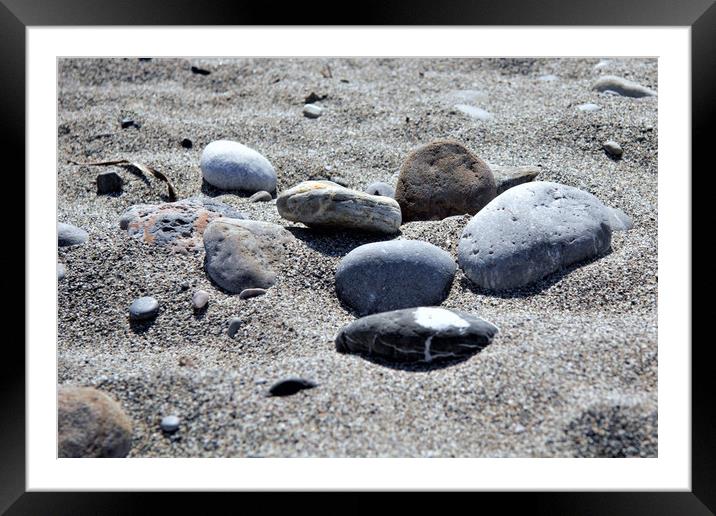 Pebbles on a Cretan Beach Framed Mounted Print by Peter Elliott 