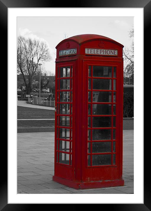 Red Phone Box (Stratford-on-Avon) Framed Mounted Print by Peter Elliott 