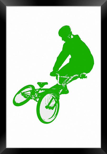 BMX in Green Framed Print by Donna Collett