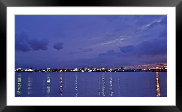 Fawley View At  Night Framed Mounted Print by Donna Collett