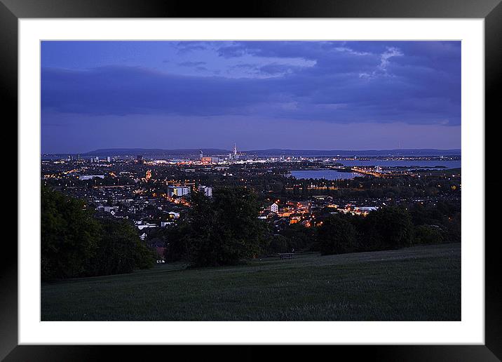 Portsmouth at Night Framed Mounted Print by Donna Collett