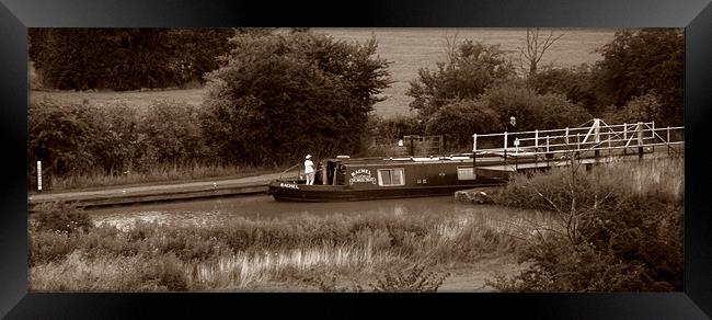 Canal boat & lock Framed Print by Donna Collett