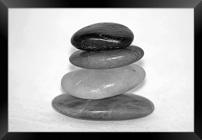 Stack of Stones in B&W Framed Print by Donna Collett