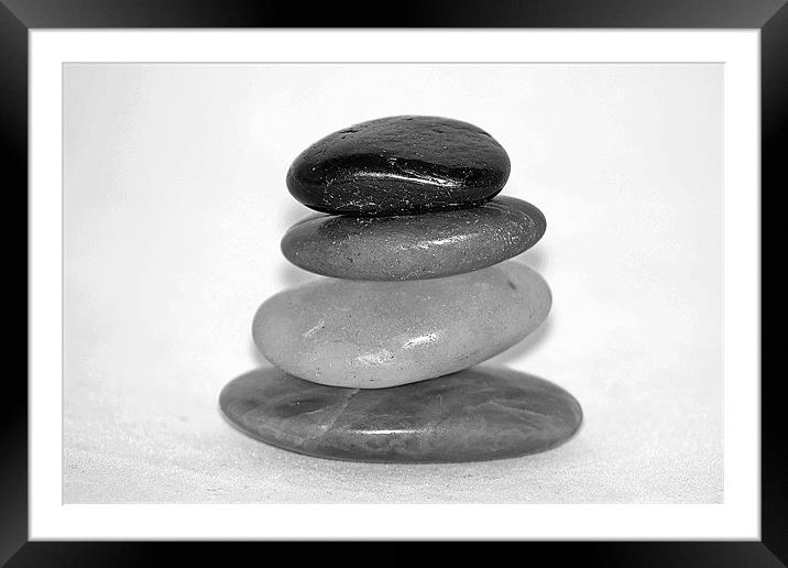 Stack of Stones in B&W Framed Mounted Print by Donna Collett