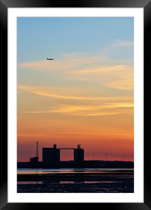 Sunset with Plane Framed Mounted Print by Donna Collett