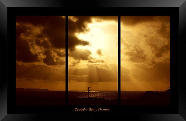 Croyde Sunset Triptych Framed Print by Donna Collett