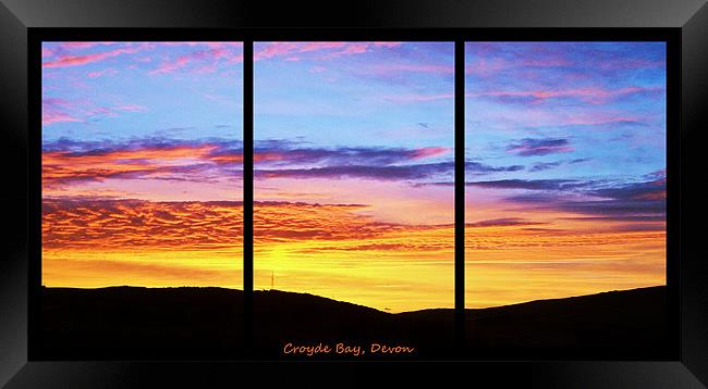 Sunset at Croyde Bay, Triptych Framed Print by Donna Collett