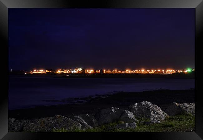 Coney Beach At Night Framed Print by Donna Collett