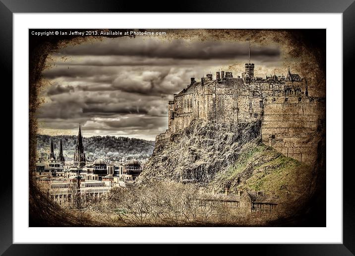Edinburgh Castle Framed Mounted Print by Ian Jeffrey