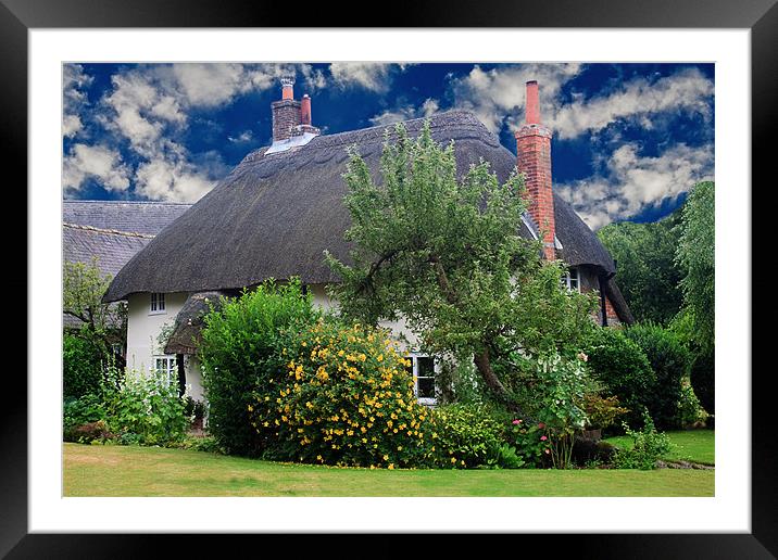 Thatched Cottage Framed Mounted Print by Ian Jeffrey