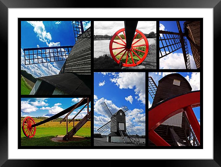 Pitstone Windmill - Collage Framed Mounted Print by Ian Jeffrey