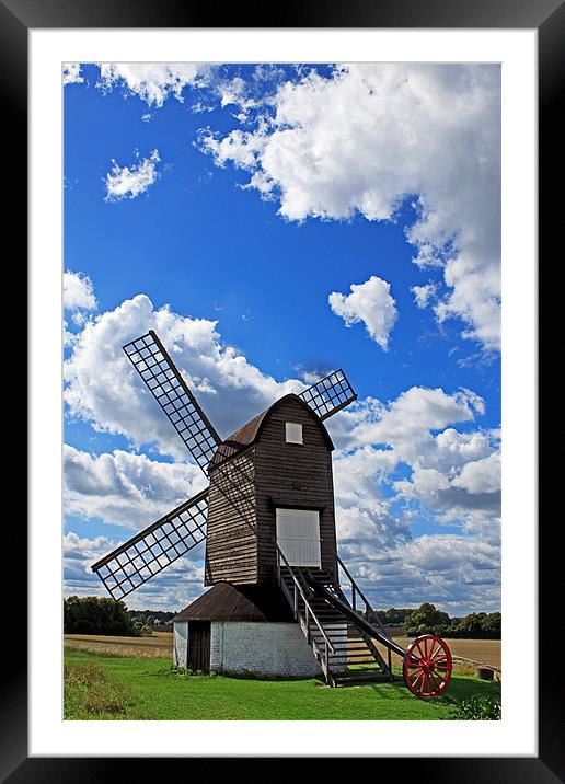 Pitstone Windmill Framed Mounted Print by Ian Jeffrey
