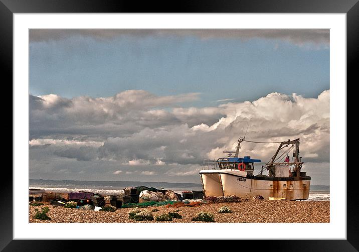 Fishing Boat Framed Mounted Print by Dawn Cox