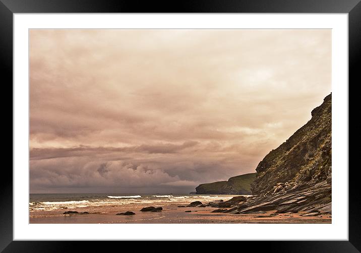 Watergate Bay, Cornwall Framed Mounted Print by Dawn Cox