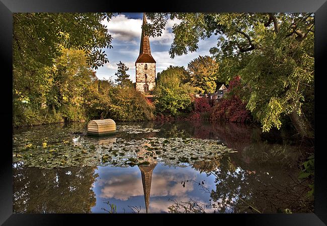 Looking across the Pond to Hever Church Framed Print by Dawn Cox