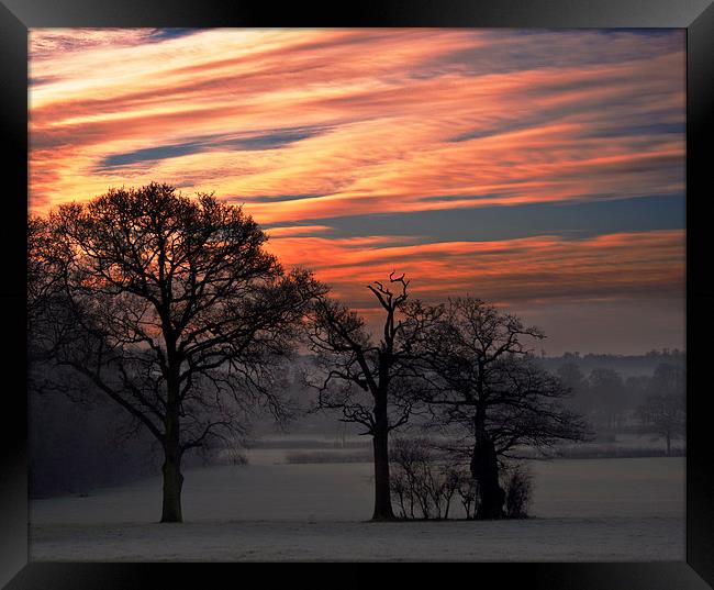 Sun Rise over Chiddingstone Framed Print by Dawn Cox