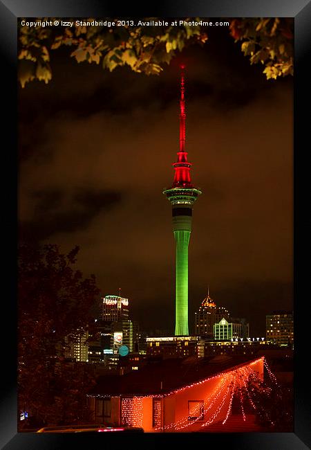 Auckland Post Office Tower in Christmas colours Framed Print by Izzy Standbridge