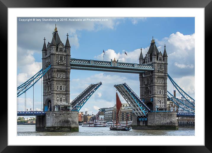   Tower Bridge opens for a sailing barge Framed Mounted Print by Izzy Standbridge