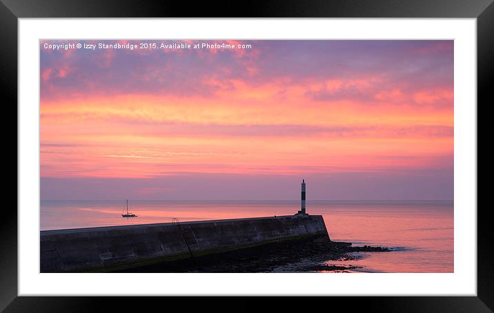  Sunset over Aberystwyth stone pier Framed Mounted Print by Izzy Standbridge