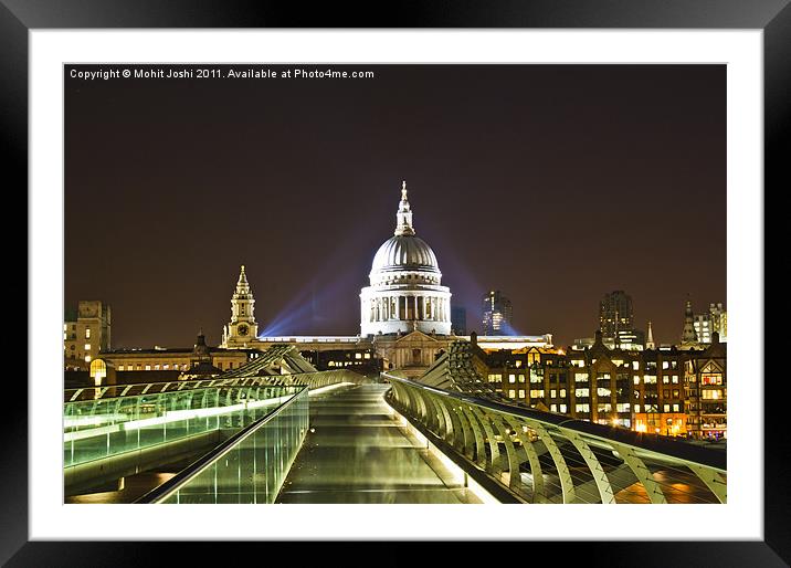 St Paul's from Millennium Bridge, London Framed Mounted Print by Mohit Joshi