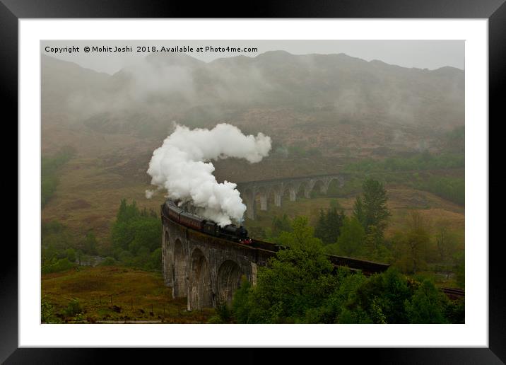 Steam Train on Glenfinnan Viaduct Framed Mounted Print by Mohit Joshi