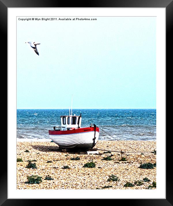 Beach Boat Framed Mounted Print by Wyn Blight