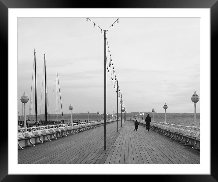 Torquay Pier, South by SouthWest Framed Mounted Print by K. Appleseed.