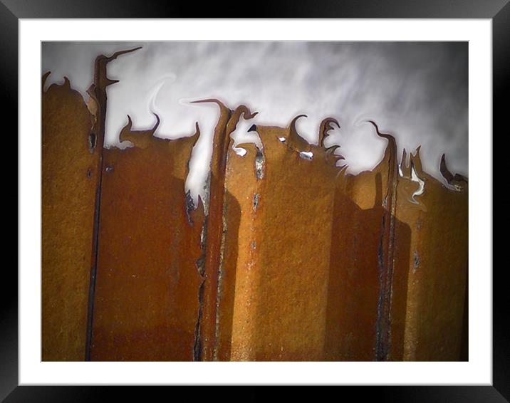 Rusting metal abstract Framed Mounted Print by K. Appleseed.