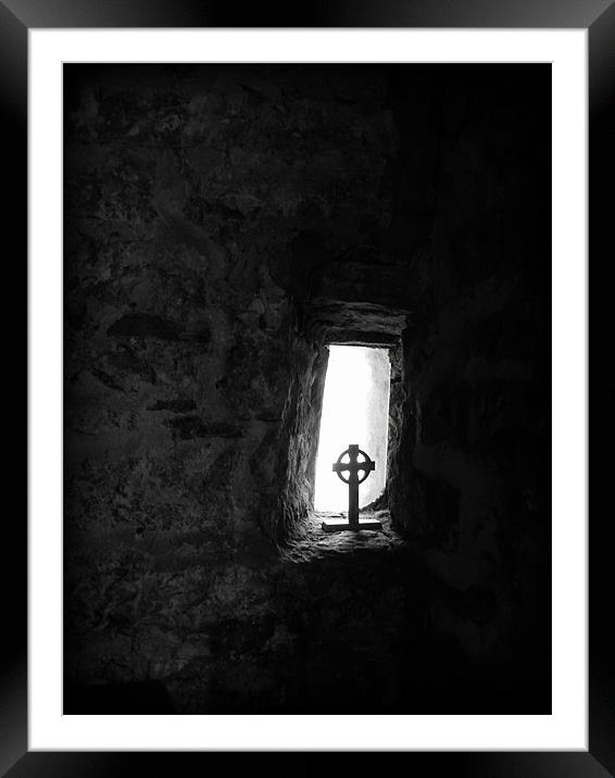 Nunnery window, Caldy Island Framed Mounted Print by K. Appleseed.