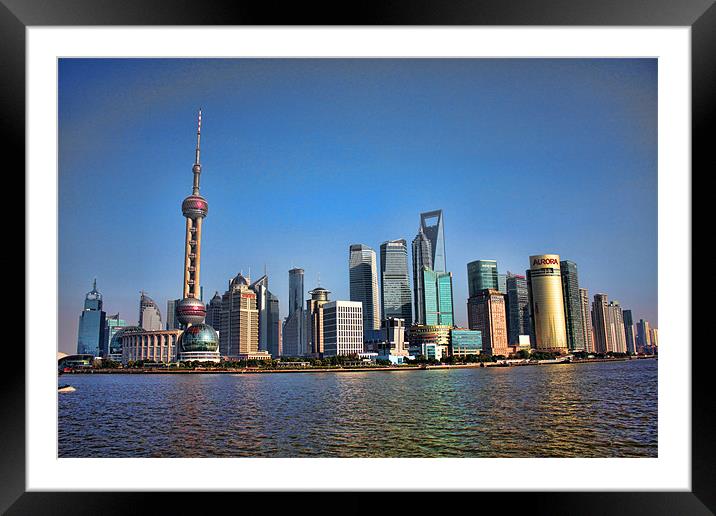 Lujiazui from the Bund, Shanghai Framed Mounted Print by Phil Hall