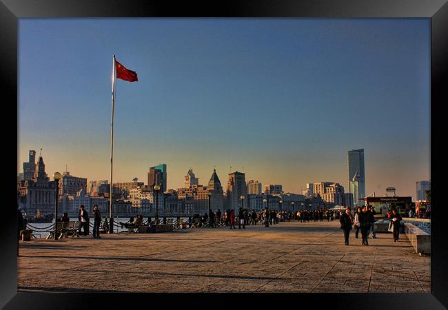 Sunset over the Huangpu Riverside Promenade Framed Print by Phil Hall