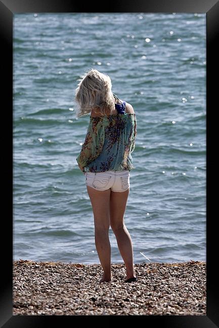 Girl on the beach Framed Print by Tony Bates