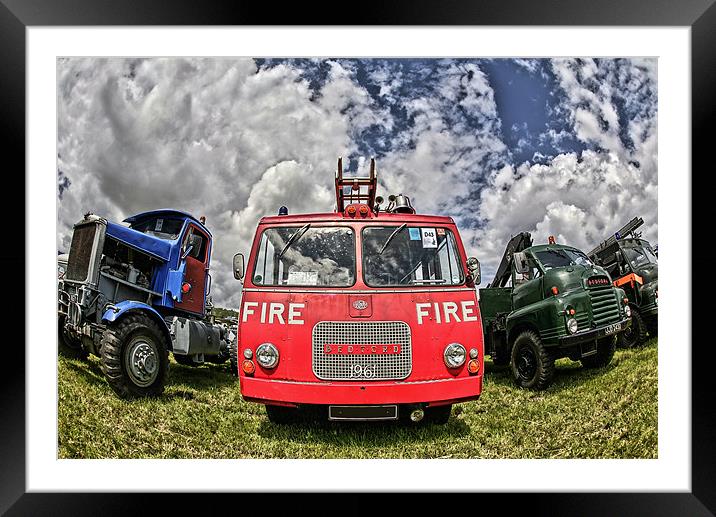 1961 vintage bedford fire engine Framed Mounted Print by Tony Bates