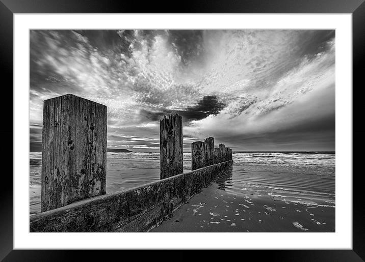 Beach sea groynes Framed Mounted Print by Tony Bates