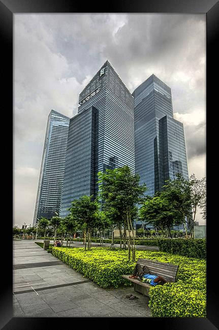 Singapore cityscape Framed Print by Tony Bates
