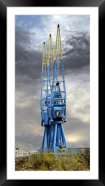 Cardiff dock cranes Framed Mounted Print by Tony Bates