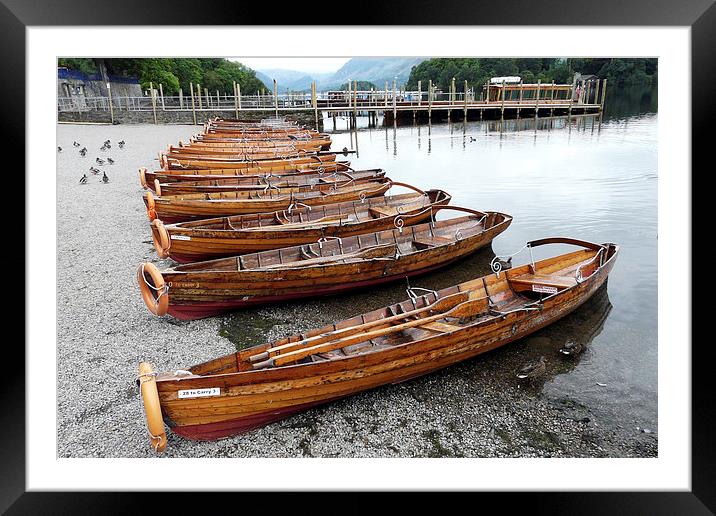 Derwent water row boats Framed Mounted Print by Tony Bates