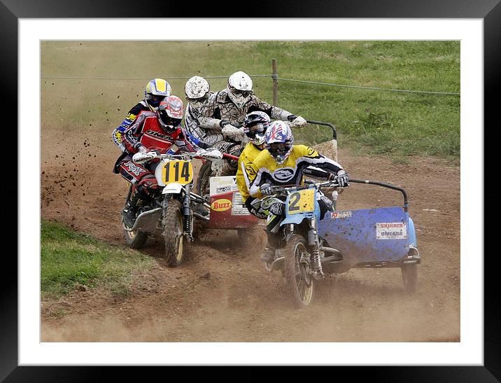 Sidecar motorcycle scramble Framed Mounted Print by Tony Bates
