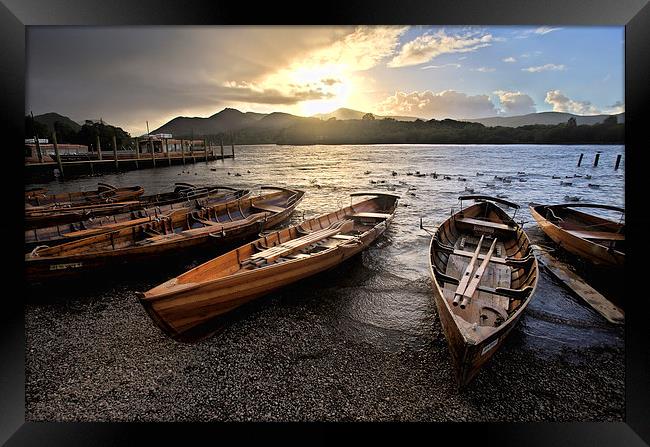 Derwent water boats Framed Print by Tony Bates