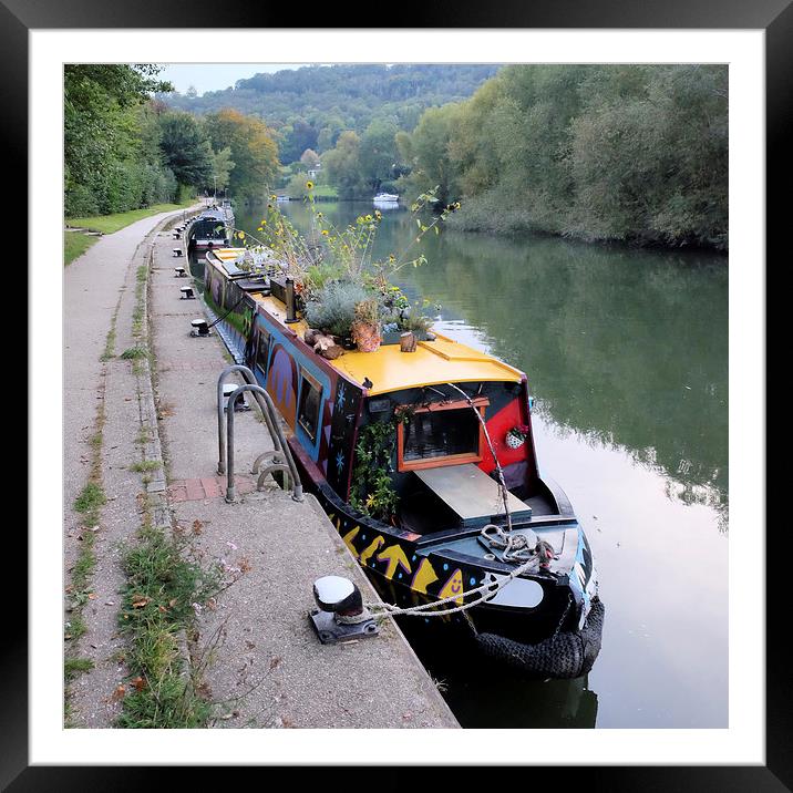  Thames narrow boat at Goring. Framed Mounted Print by Tony Bates