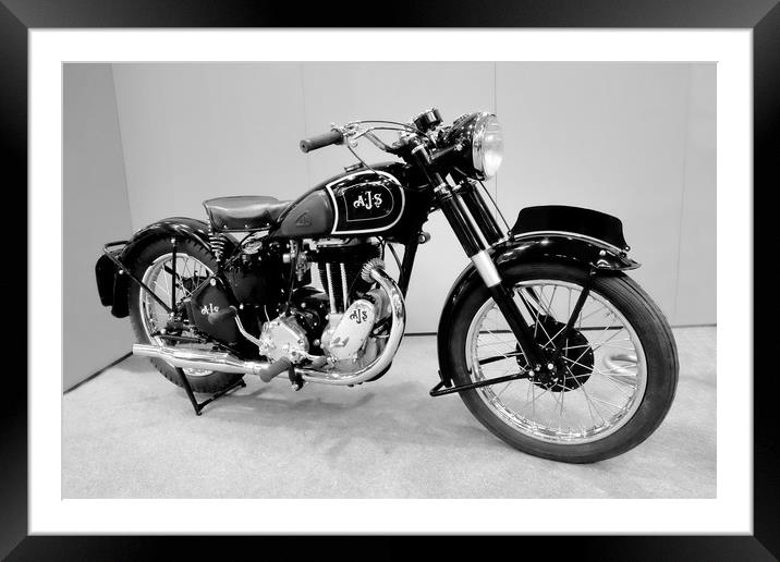 AJS Vintage Motorcycle Framed Mounted Print by Tony Bates
